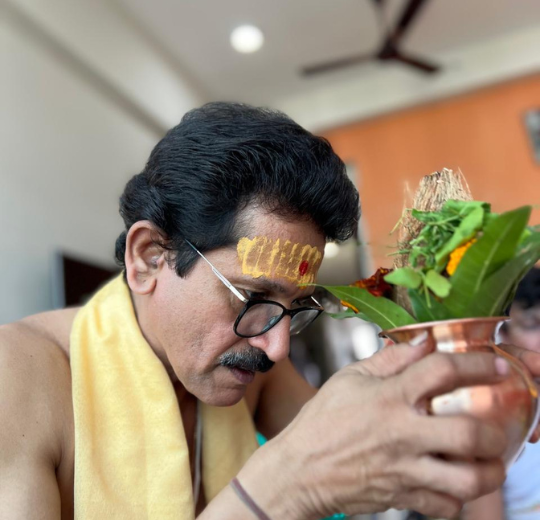 Pandit ji performing a traditional Vedic pooja ceremony